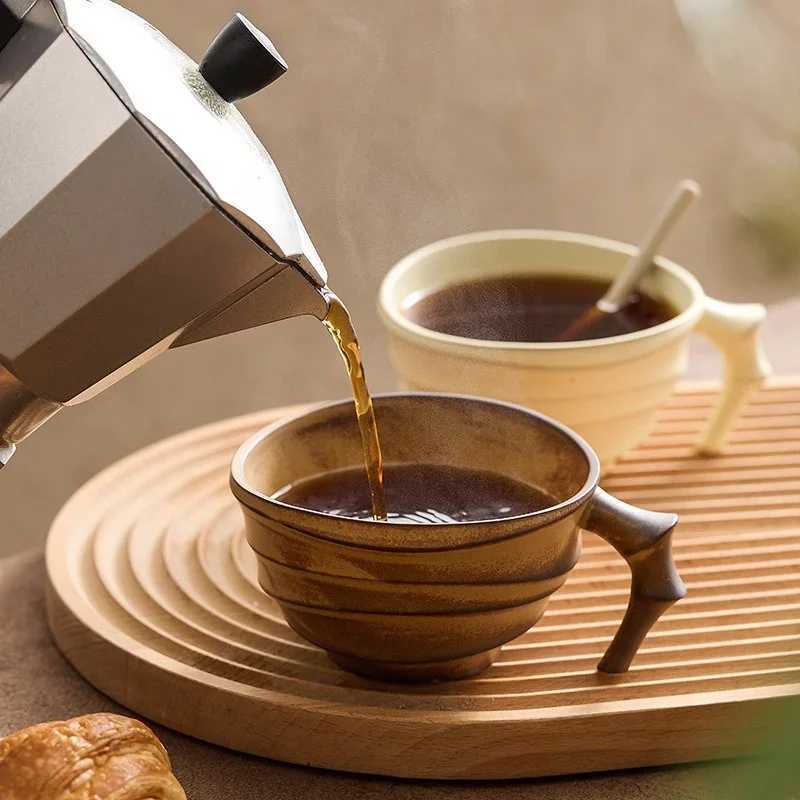 Japanese Vintage Mug 200ml Creative personalized design Coffee Cup Ceramic Mug Milk Breakfast Oatmeal cups Home Office water cupC250224