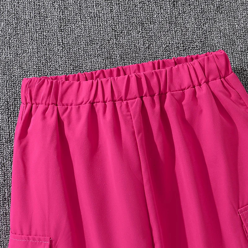 Children Casual Clothing Outfits For Girls Black Pullover Hoodie And Rose Red Pants Sports Loose Comfortable Style Daily Suits 250224