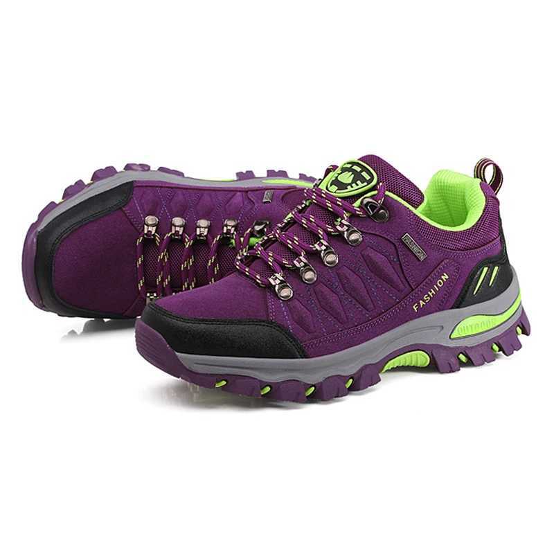 Autumn Spring Women Outdoor Leather Trekking Hiking Shoes Woman Mountain Sneakers Treking Walking Camping Trail ClimbingC250222