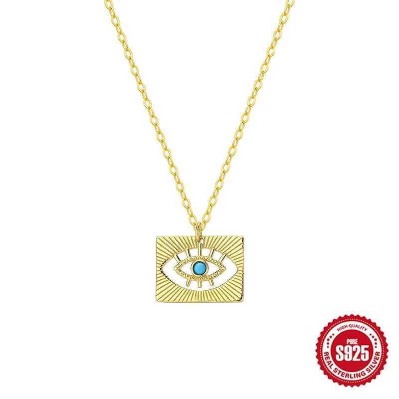 925 Sterling Silver Turquoise Devils Eye Pendant Necklace Hip Hop Party Creative Jewelry Bohen New Trend Collarbone Chain X250224