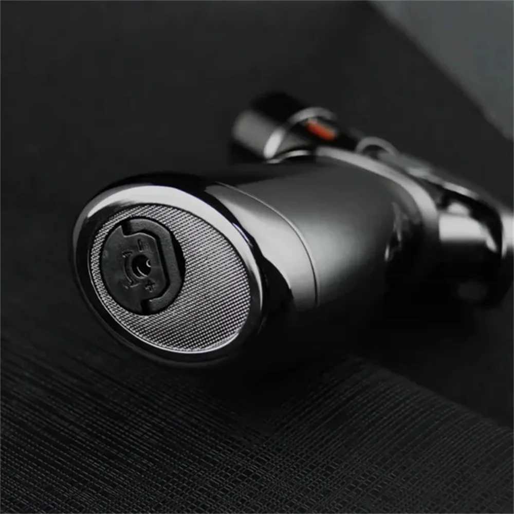 Windproof straight torch blue flame lighter Metal Windproof Cigar Lighter Powerful Blue Flame Spray Gun Turbo Butane Gas TorchT250224