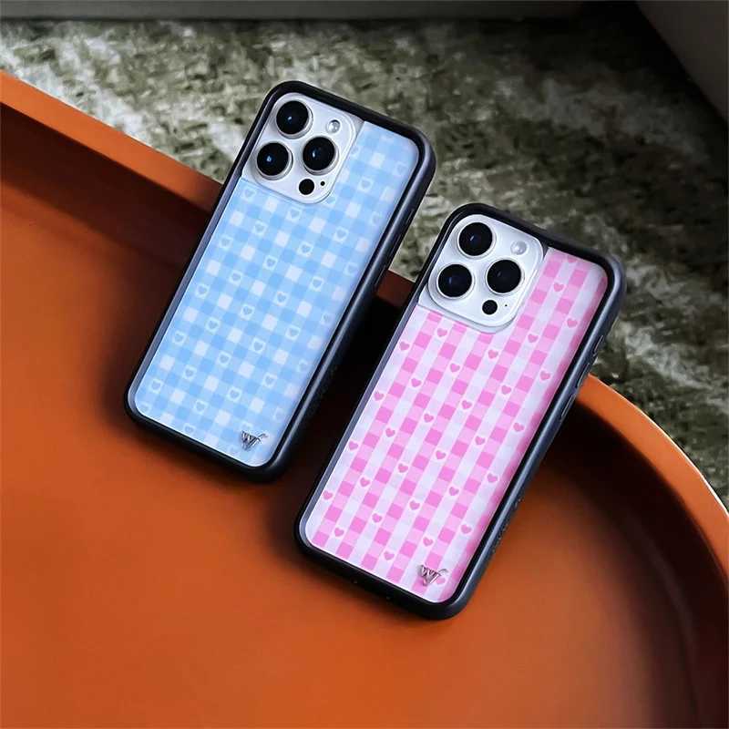 Wildflower cute Polka Dot Love plaid phone case iPhone13 Pro 14 Pro 15 Pro 14plus 16promax 12 WF acrylic stylish back cover X250224