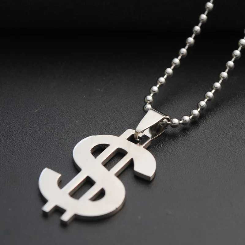 Stainless steel necklace dollar sign currency style pendant necklace fashionable used as a gift for girls at jewelry parties X250224