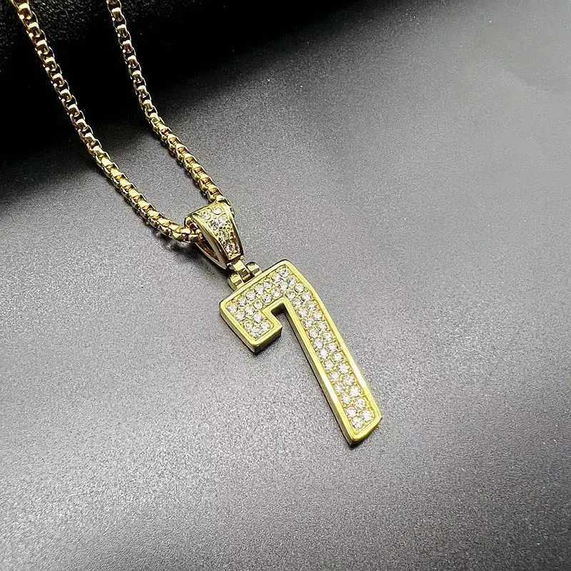 Stainless Steel Titanium Hip Hop Number 7 Bling d Out Pendant Collar Chain Necklace for Men Wen Couple Gift Fashion Jewelry X250224
