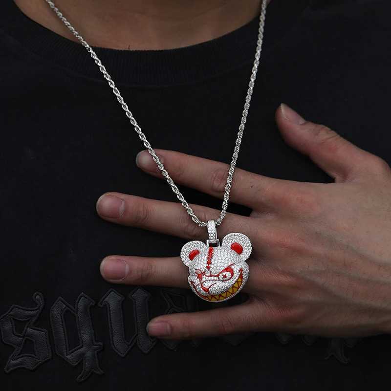 High Quality Luminous Style Pendant S925 Moissanite Pendant Necklace Rope Chain For Men Hip Hop Jewelry Nightclub Gift X250224