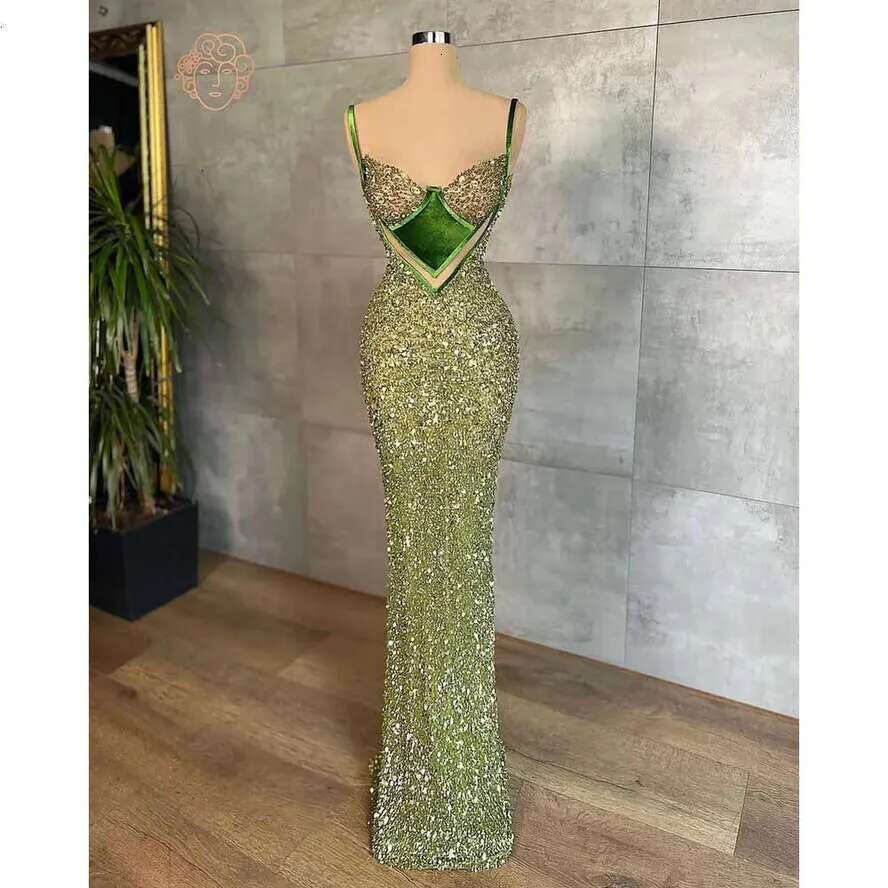 Gorgeous Prom Sequined Mermaid Dresses Hollow Spaghetti Feathers Zipper Backless Or Length Plus Size Custom Made Party Dress Vestido De Noite
