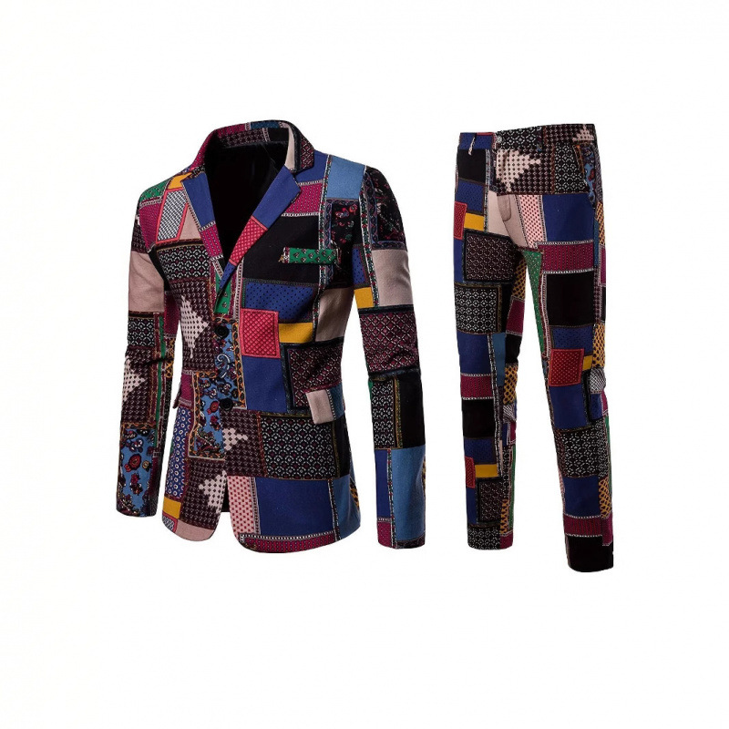 D223Stylish Men's Casual Suit Jacket with Elegant Printing Slim Cut for International Style