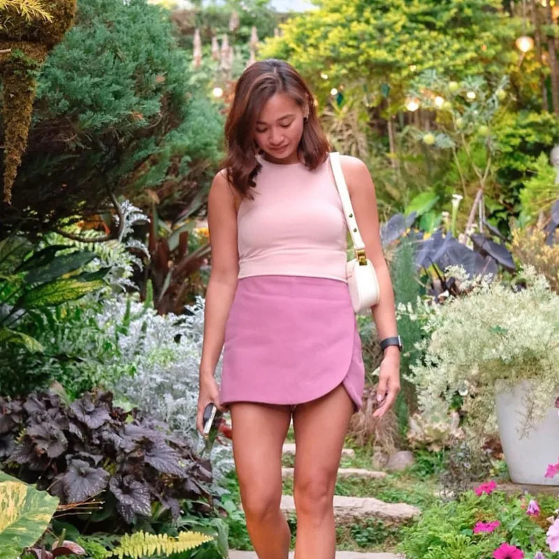 TRAF Beige Mini Skirt Pants High Waist Skort For Women Summer Asymmetric Black Skirt Shorts Casual Pink Brown Womens Skort 250224