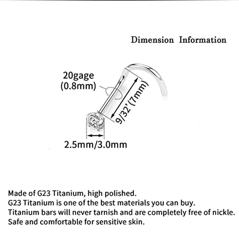 10pcs 18G 20G Nose Piercing CZ Crystal Piercing Nose Studs Women Nose Ring Nariz Piercing Body Jewelry Wholesale 250221