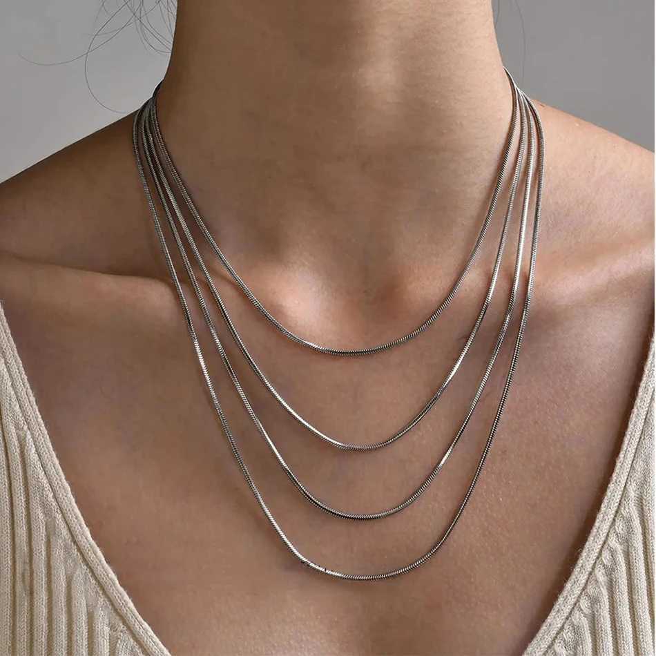 ALIZERO 925 Sterling Silver M Snake Chain Necklace For Wen Men Fashion Hip Hop Simple Necklaces Jewelry s 40-75cm X250224