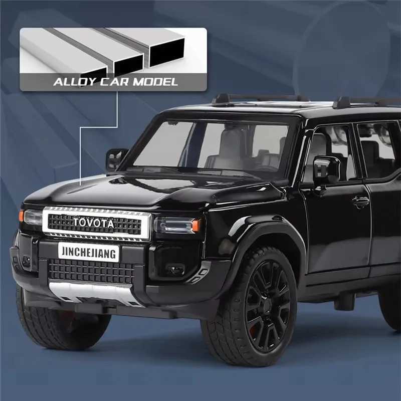 1/32 2024 Prado Land Cruiser Alloy Die Casting Metal Off road Model Car Sound and Light Childrens Toy Gift Free shipping