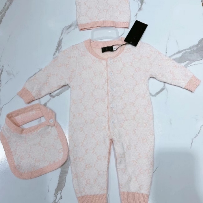 Baby newborn romper Baby girl Designer newborn set Alphabet Print Clothing Crawl suit romper Children's three-piece set size 52cm-80cm A41