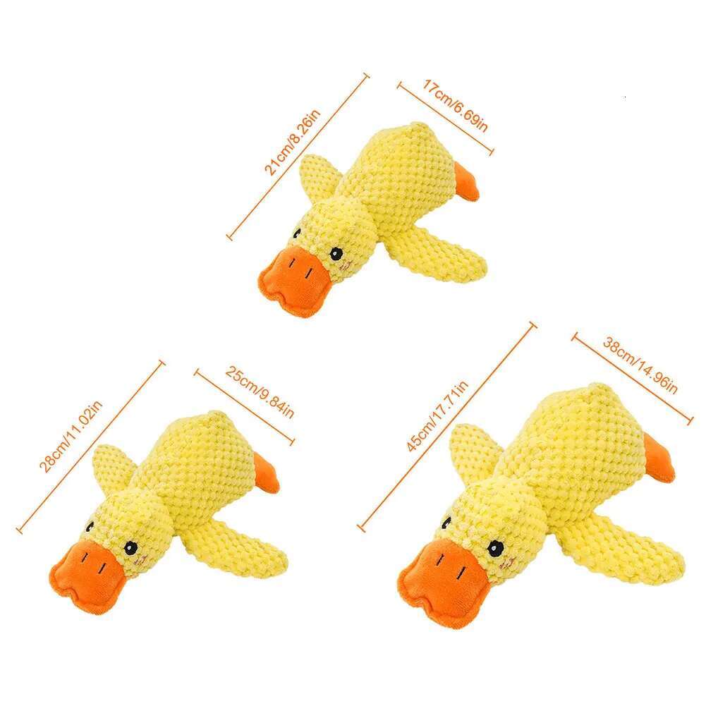 Plush Dog Calming Toy Bite Resistant Sleeping Sound Making Yellow Duck For Small Dogs Golden Retriever Corgi Pet Toys