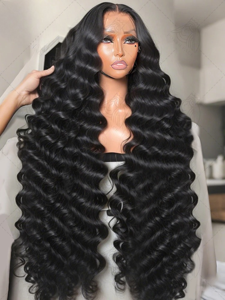 Free shipping 30 Inch Loose Deep Wave 13x4 13X6 HD Frontal Human Hair Brazilian Remy Curly Wigs Synthetic Lace Front Wig Pre Plucked