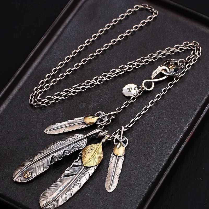 Classic Feather Necklace Set Hip Hop Punk Style Chains Exquisite Pendant Men Business and Dineering Banquet Jewelry X250224