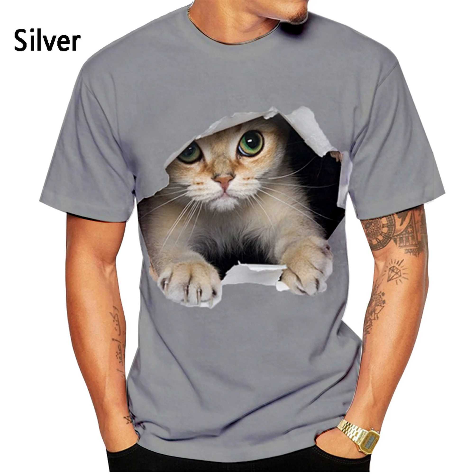 New Fashion Cute Cat 3D Printing T-Shirt Mens Ladies Summer Casual Short Sleeve Round Neck Shirt Top W250224