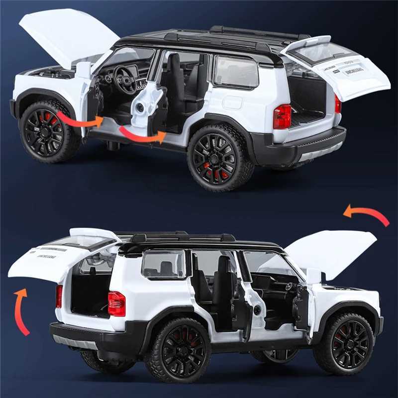 1/32 2024 PRADO Land Cruiser SUV Alloy Diecast Metal Off-road Vehicles Car Model Sound Light Childrens Toy Gift Free shipping