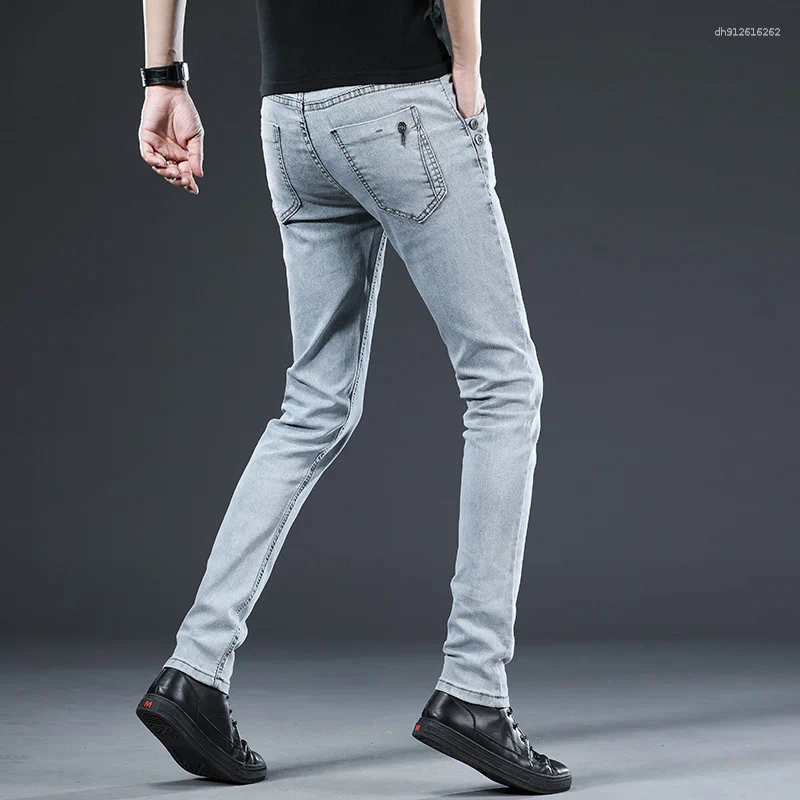 Men's Jeans Classic Trendy Men Skinny Light Blue Washed Slim Fit Simple Casual Fashion Cotton Street Denim Pants