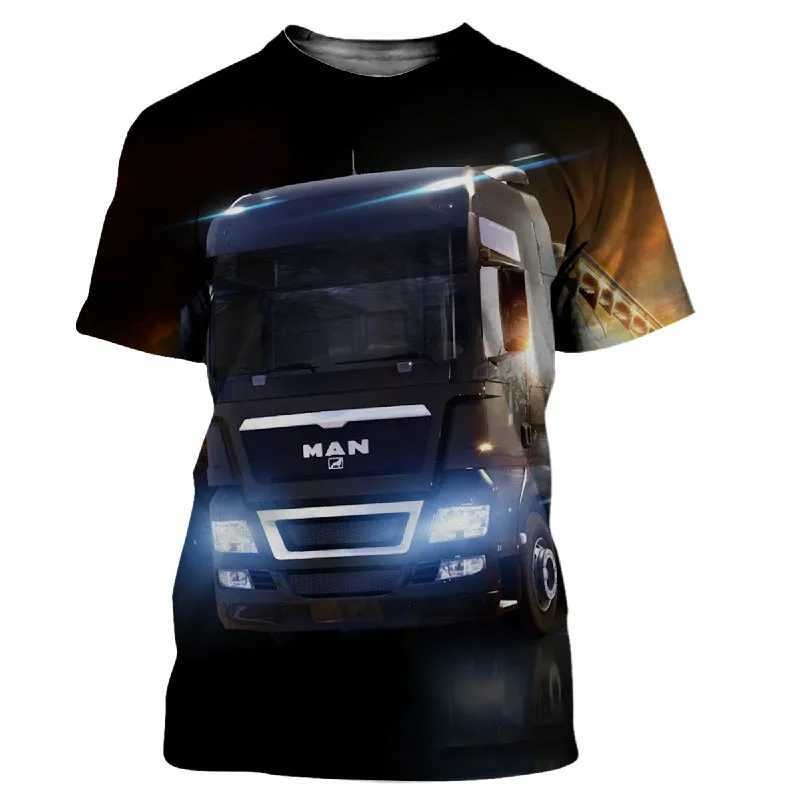 Summer Mens and Womens 3D Printing Couples Street Heavy Truck Fashion and Comfortable Casual T-shirt W250224