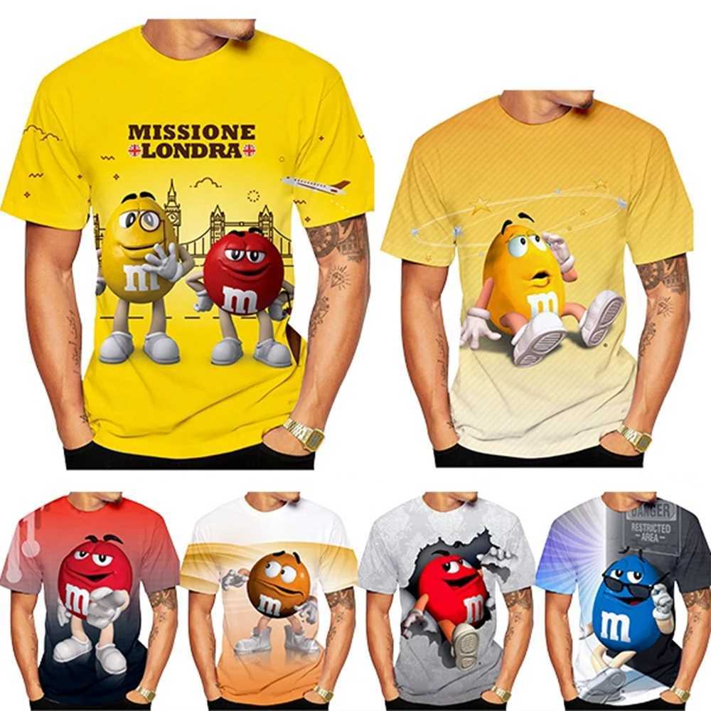 Fun snacks M M beans fashionable and personalized 3D printed mens T-shirt W250224