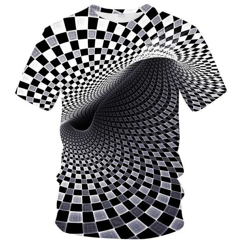 Funny Illusion Graphic T Shirt for Men 3D Printed Art Optical T-shirt clothing y2k Tops Harajuku Fashion Street Tees Womens Clothing W250224