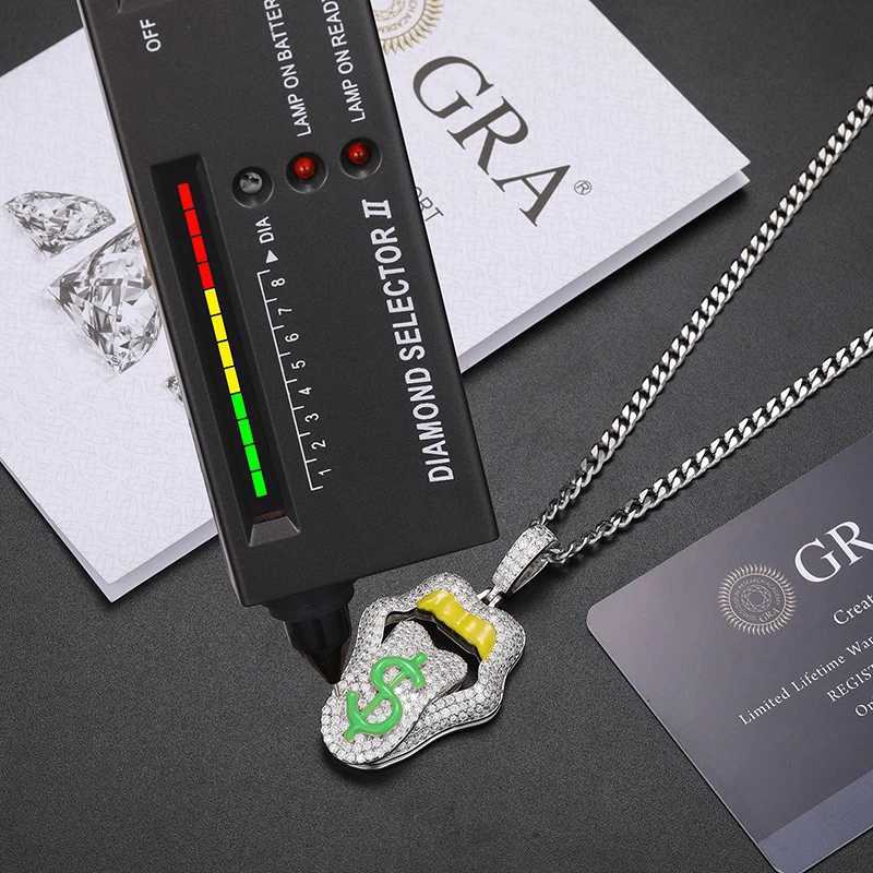 High Quality Tongue Luminous Style Pendant S925 Moissanite Pendant Necklace Rope Chain For Men Hip Hop Jewelry Nightclub Gift X250224