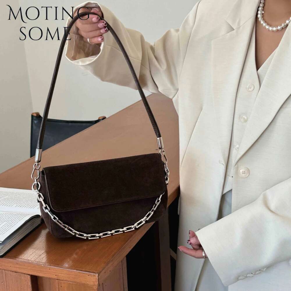 Motingsome Retro Natural Suede Leather Women Messenger Bag Frosted Skin Handbag And Purses Chians Pouch Lady Coffee Tote