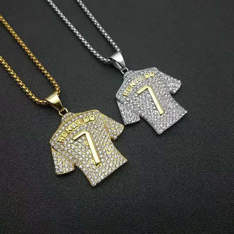 Stainless steel titanium football T-shirt pendant Ronald No. 7 hip-hop necklace mens fan jewelry necklace X250224