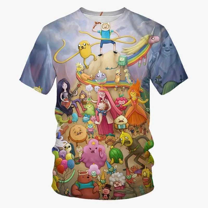 Summer New Classic Cartoon Animation 3D Printing Mens Fashion T-shirt Personality Hip-hop Funny Casual Women Kids T-shirt Tops W250224