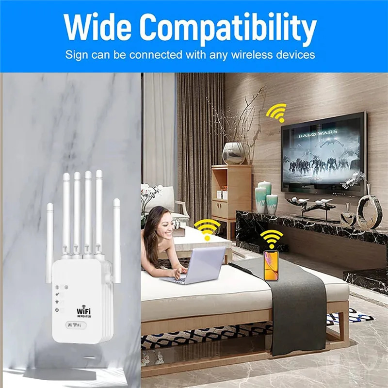 1200Ms 24G 5GWiFi Dual Band Repeater Wireless Signal Range Extender WiFi Amplifier Router Long Booster For Home 250213