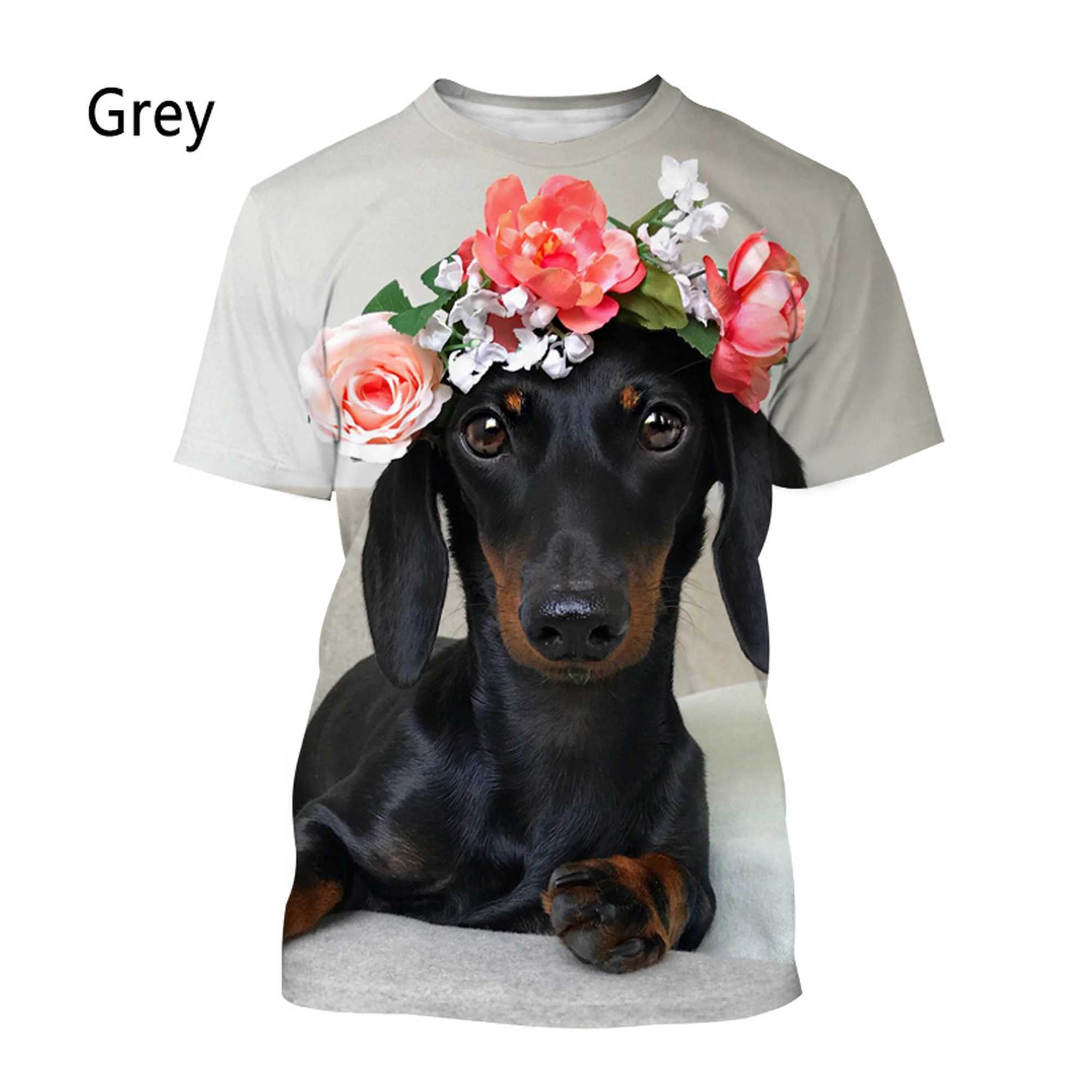 New Fashion Dachshund 3D Printed T-shirt Mens and Womens Casual Short-sleeved T-shirt W250224