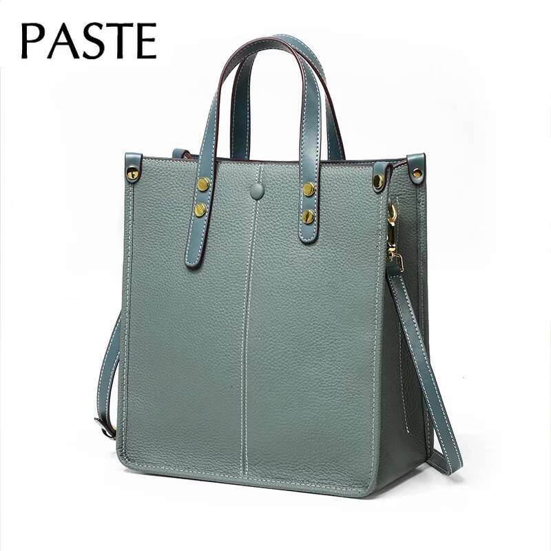Hot Sale Blue Large Tote 100% Real Women Handbag Office Business Ladies Shoulder Bag Cowhide T Leather Briefcase