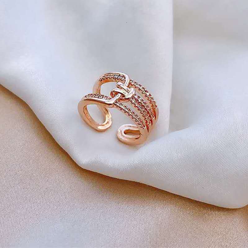 New Cool Style Plain Open for Women with Adjustable Zircon Inlay Design, Light Luxury Ring