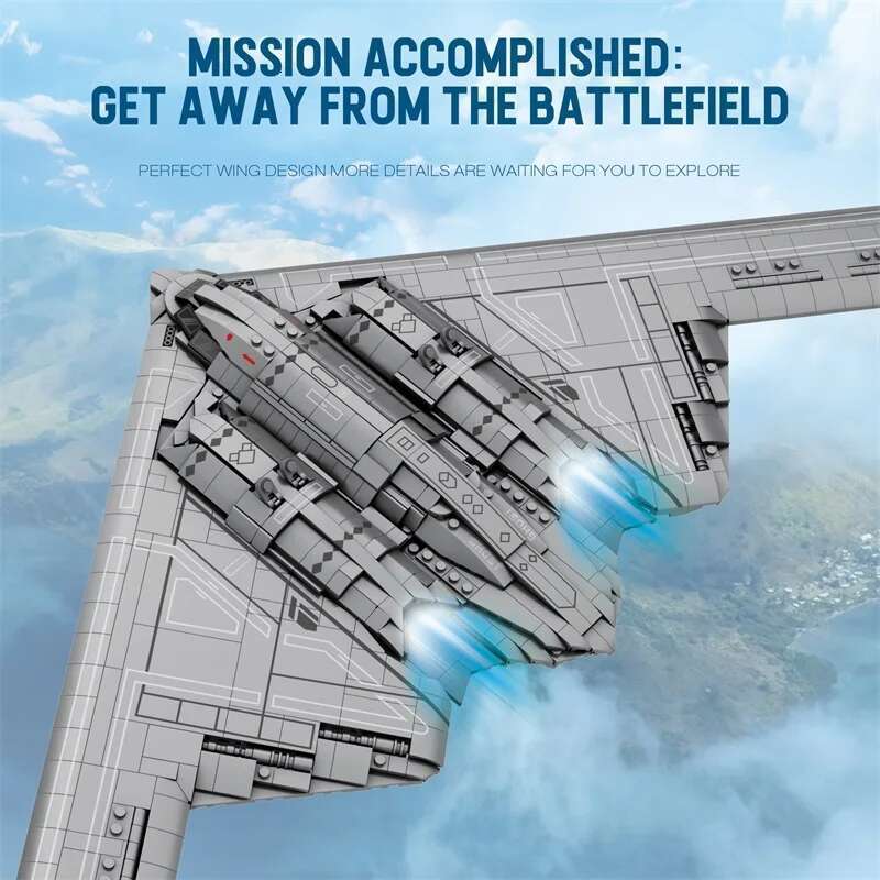 Military Technical USA B2 Stealth Ghost Bomber Fighter Building Blocks World War WW2 Specia Missile Model Bricks Kids Toys - view 5