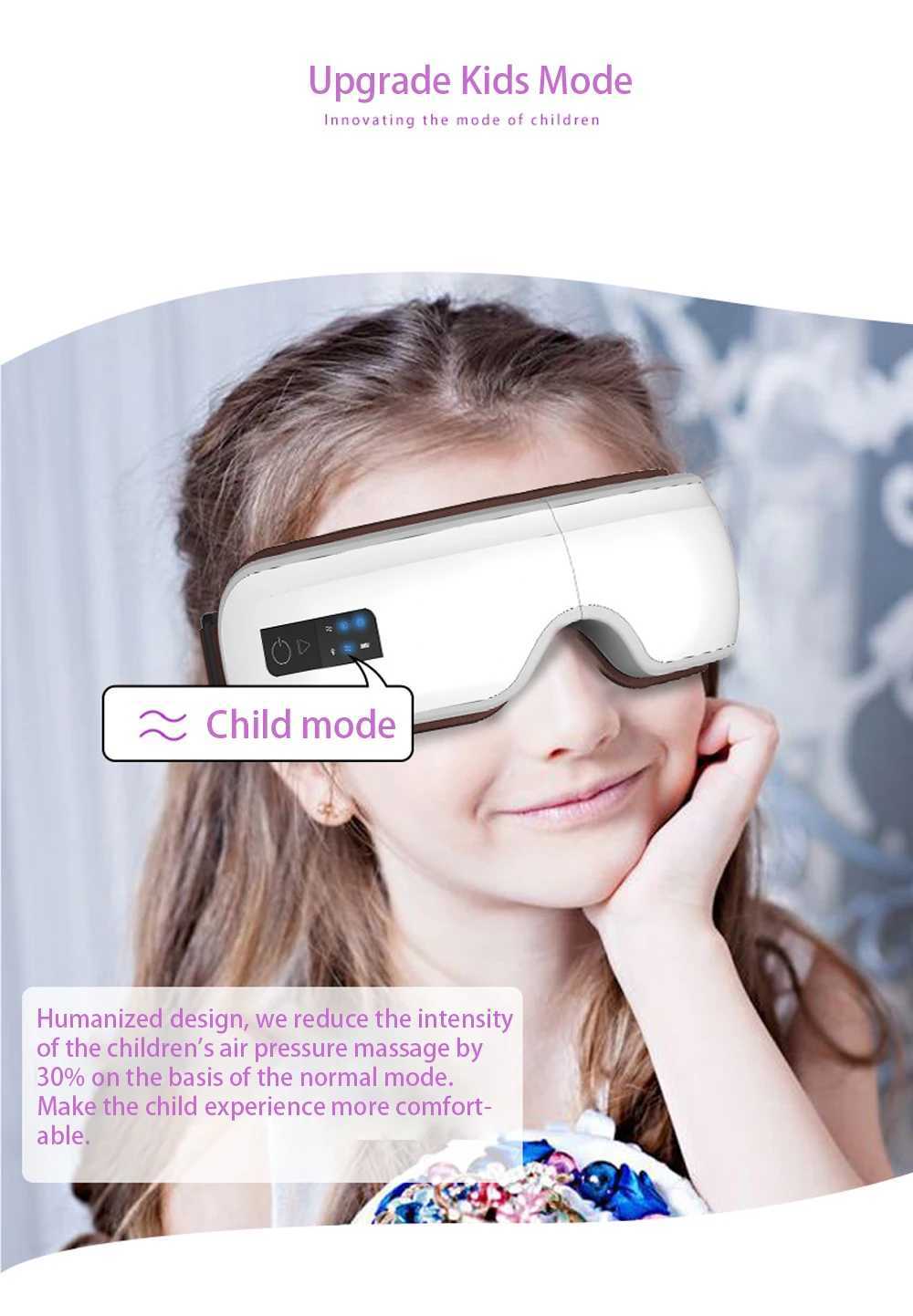 Intelligent Airbag vibrating eye massager hot compression Bluetooth music eye protection fatigue relief LED display screen for children or adultsXJ250