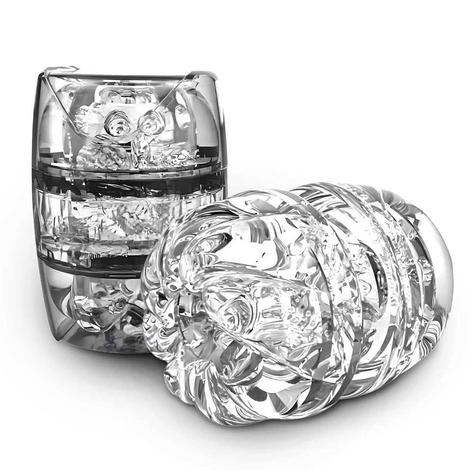 Double headed transparent Masturbation Sex Manes Realistic Vagina Real Pussy Blowjob Erotic Masturbators Cup Sex Toys for MenW250224