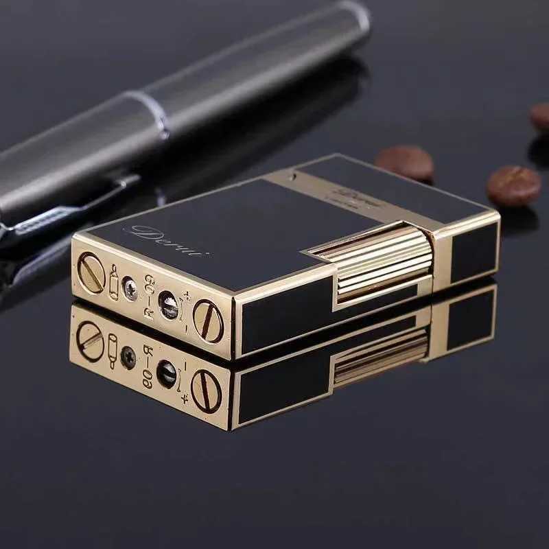 Derui Metal Gas Lighter Creative Windproof Grinding Wheel Butane Lighter Mens Fun Gift Cigarette Accessories Tool GiftT250224