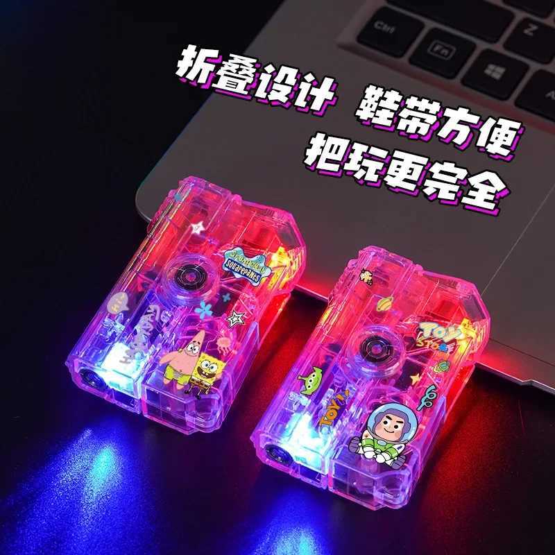 Creative Luminous Fingertip Spinner Folding Lighter Transparent Rotating Decompression Windproof Lighter Mens GiftsT250224
