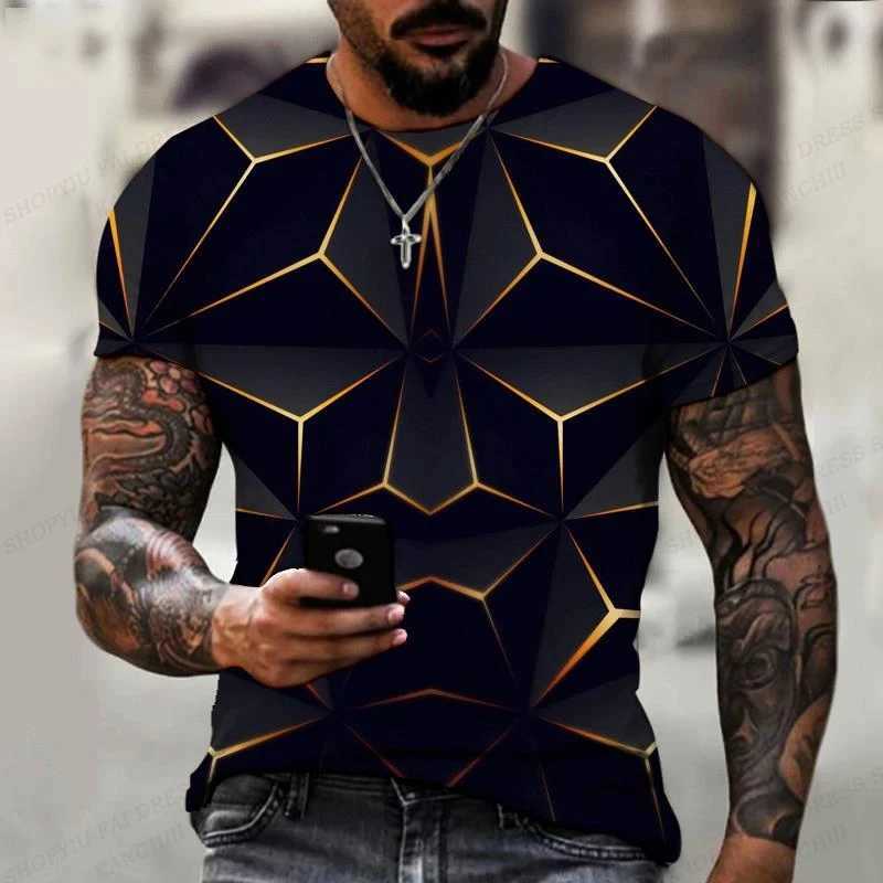 Diamond 3D Printed T-shirt Men Fashion Short Sleeve Shirt Outdoors Round Neck Shirt Oversized Tops Tees Stereoscopic Clothing W250224