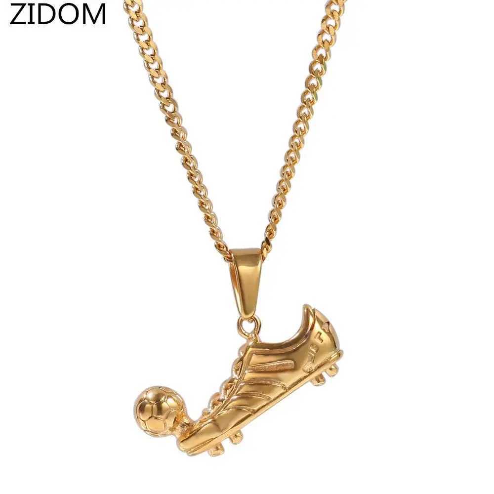 Men Hip hop Football Shoes Soccer Pendant Necklaces fashion Stainless Steel m charm pendants necklace HipHop jewelry gifts X250224