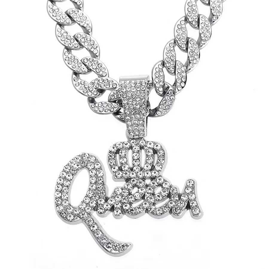 Hip Hop Alloy Fl Diamond Crown Pendant Mens Cuban Chain Jewelry X250224