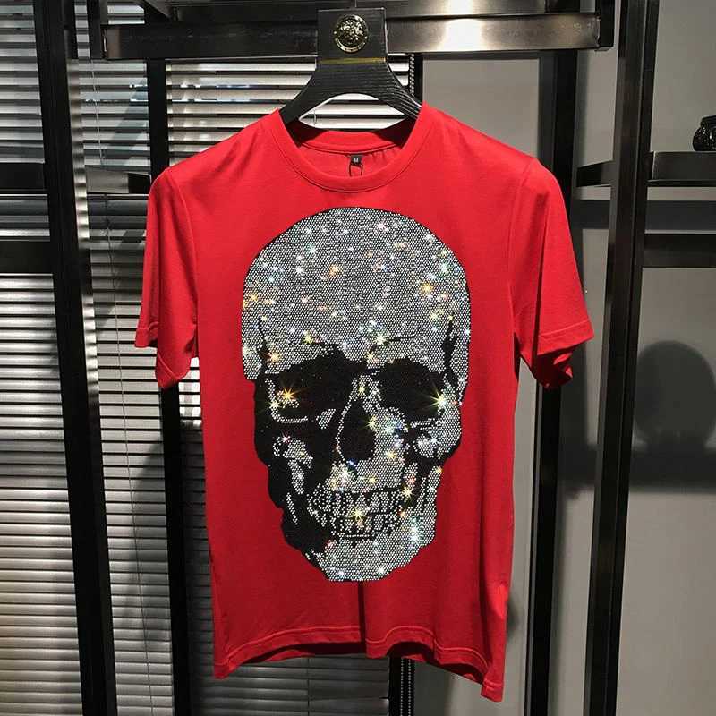 2024 New Trend Mens T-shirt Printed Cotton Round Neck Hot Skull Loose Top W250224