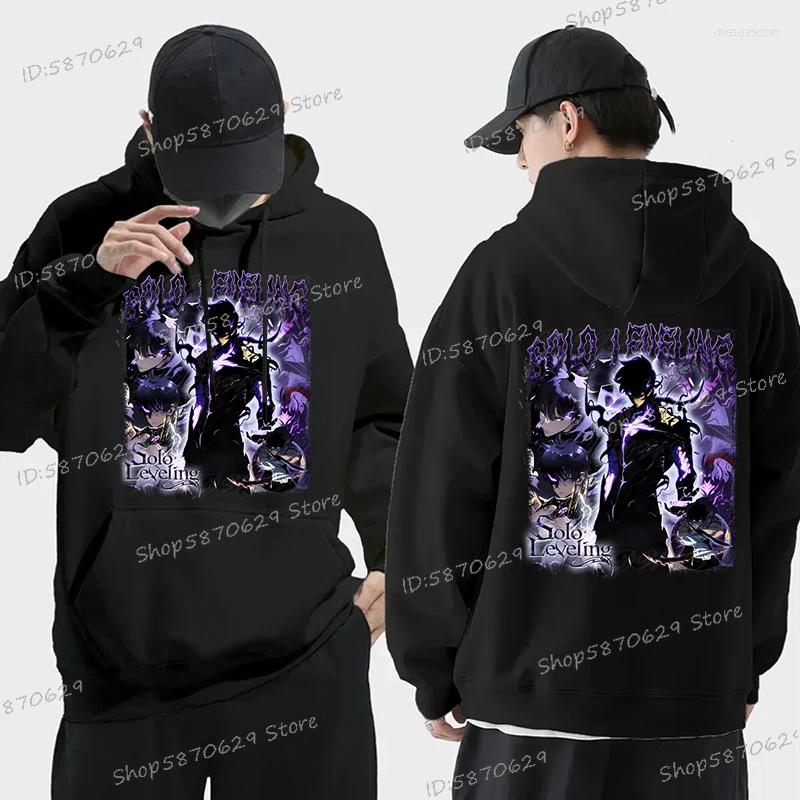Men's Hoodies Anime Solo Leveling Sung Jin Woo Men Casual Harajuku Streetwear Funny Manga Loose Sweatshirts Fashion Unisex Hooded