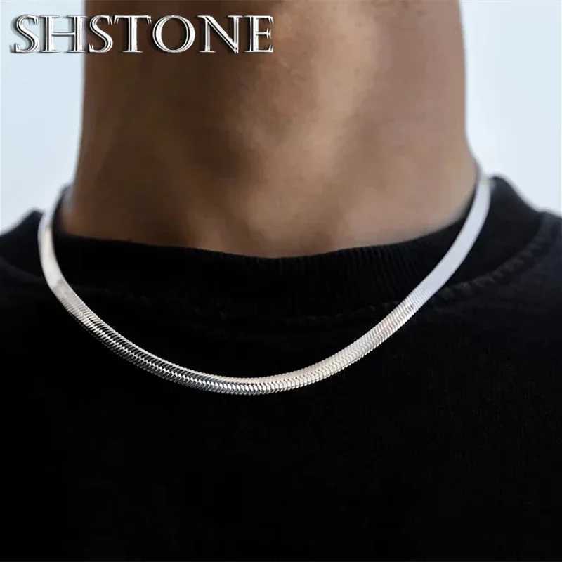 Hip Hop Snake Chain Necklace for Men New Fashion 925 Sterling Silver Necklace Jewelry Accessories Party Gift X250224