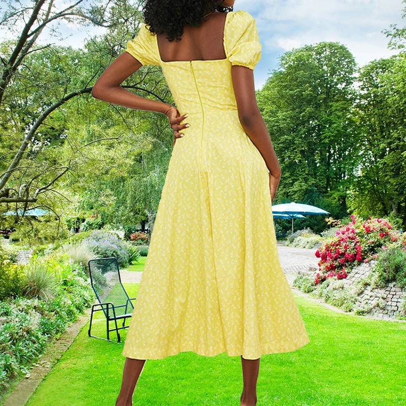 European and American womens clothing small fresh floral slim fit slit camisole dress for 250222