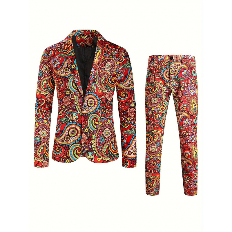 D223Stylish Men's Casual Suit Jacket with Elegant Printing Slim Cut for International Style