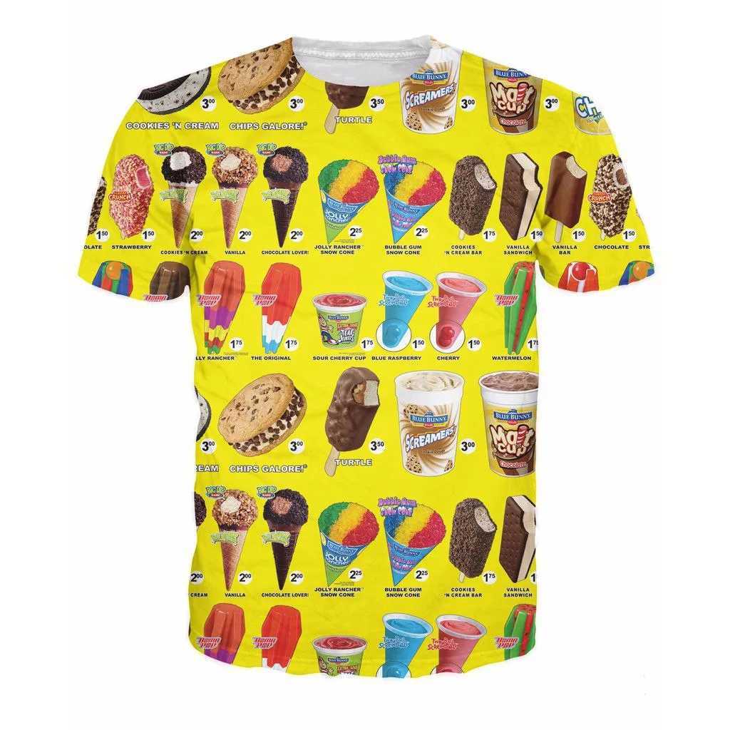 Summer Mens T-Shirt Ice Print Top Short SLeeve 3d T-Shirts Fashion Casual Crew Neck Male Oversized Clothing Pullover W250224