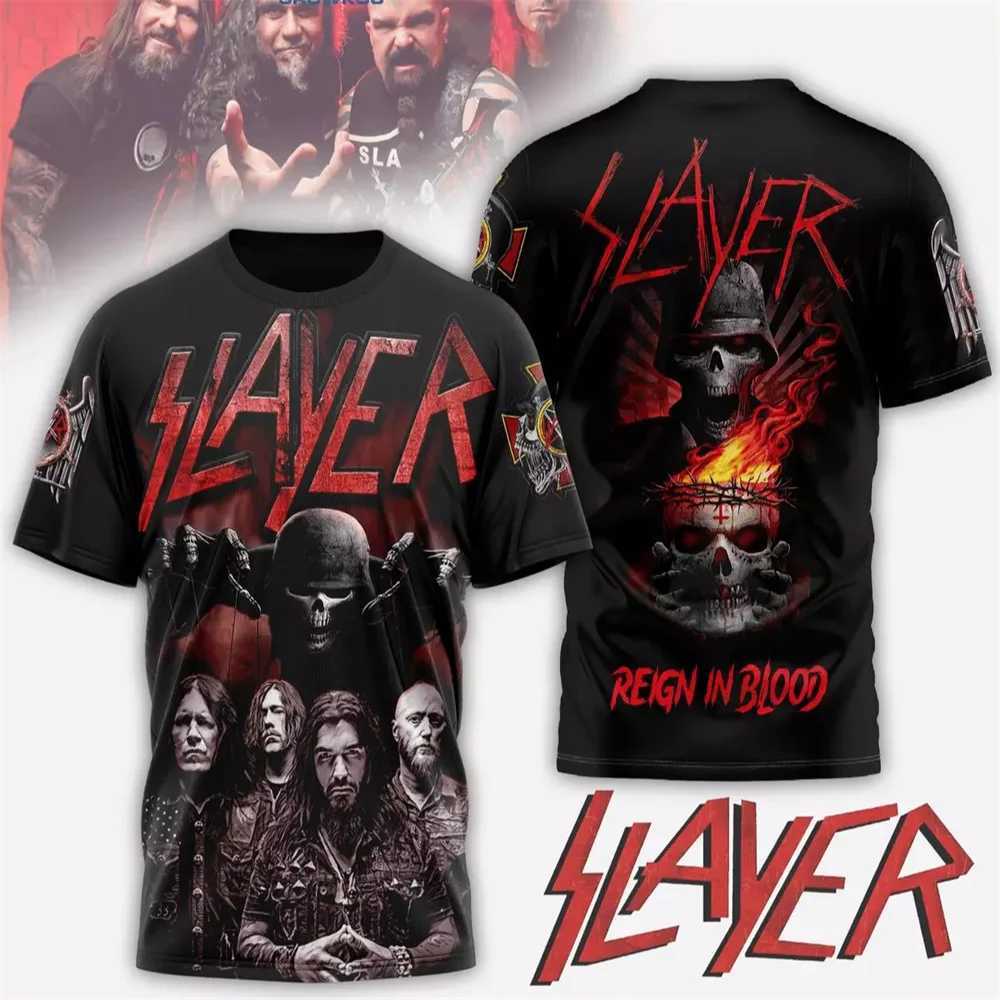 Popular Metal Rock Band Slayer 3D Print T-shirts Mens Hip Hop Style Street TShirt Fashion Short Sleeve Top Oversized Streetwear W250224