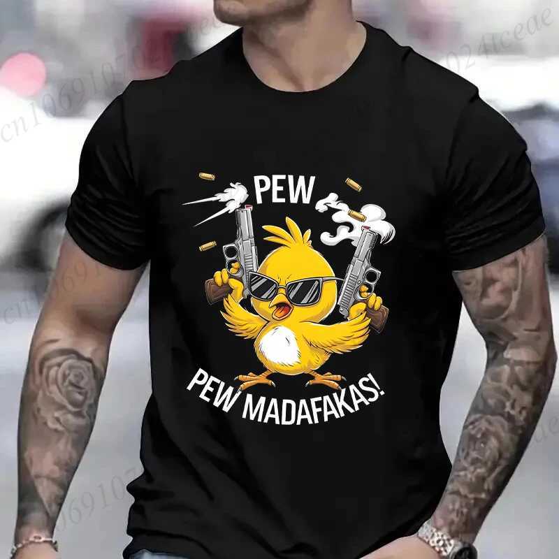 Pew Madafakas Mens T-shirt Cute Chick Fun Graphic Top Summer Short sleeved T-shirt Fashion Street Mens Ultra fine Clothes W250224