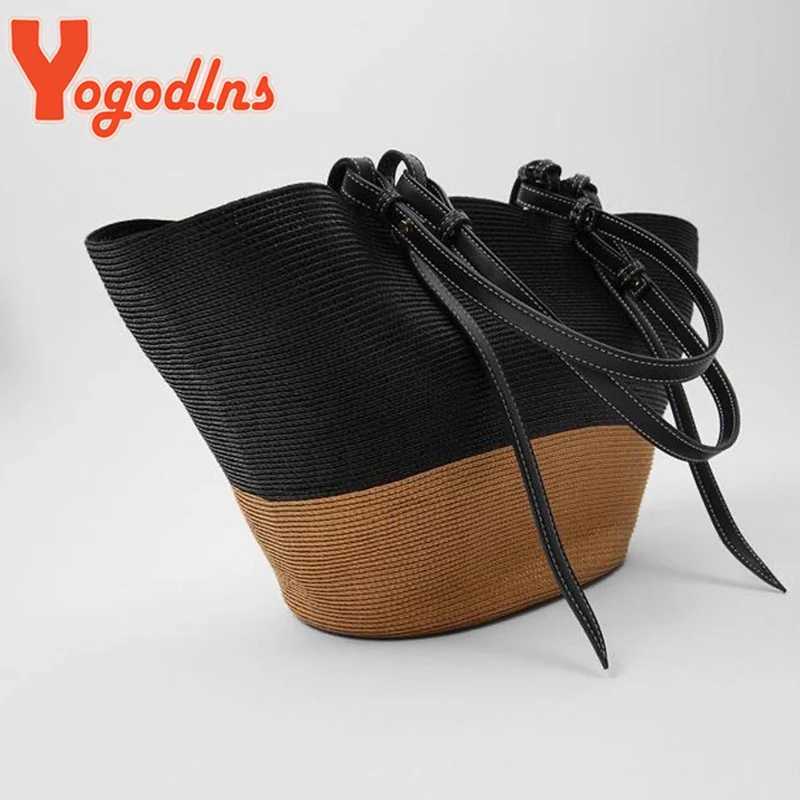 Designer Bag Handbag Tote bag Designer Ydlns Summer Str Totes Women Large Capacity Rattan Handle Splicing Color Beach Travel Woven Bag Bolsac250222 Sh